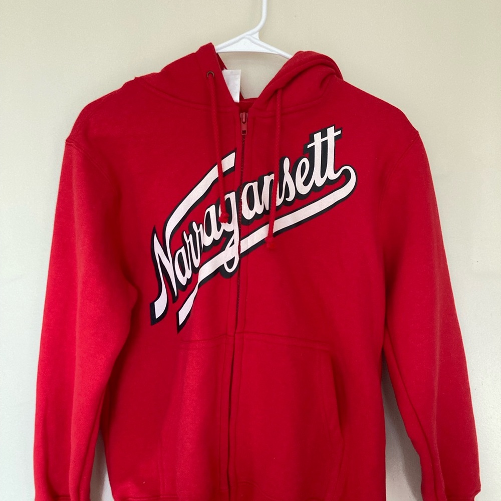 Rhode Island Narragansett Beer Red Zip-up Hoodie